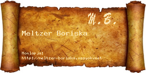 Meltzer Boriska névjegykártya